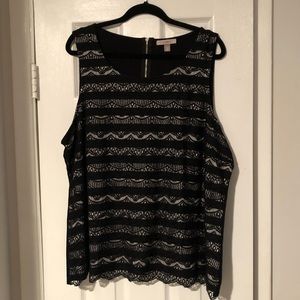 Roz & Ali Lace Overlay Top - plus size 3x